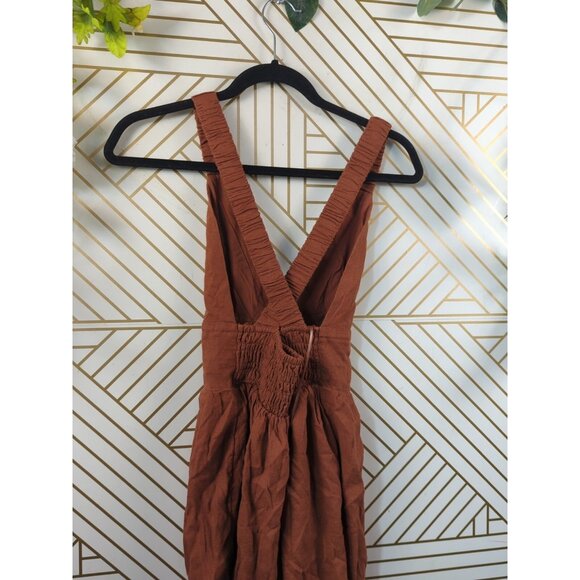 ABERCROMBIE & FITCH Women's Linen Scrunchie Strap Skort Brown Cross Back XS - Picture 4 of 9
